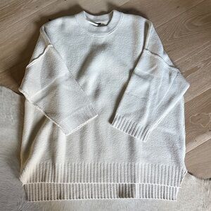 Free People Cream Ribbed Sweater